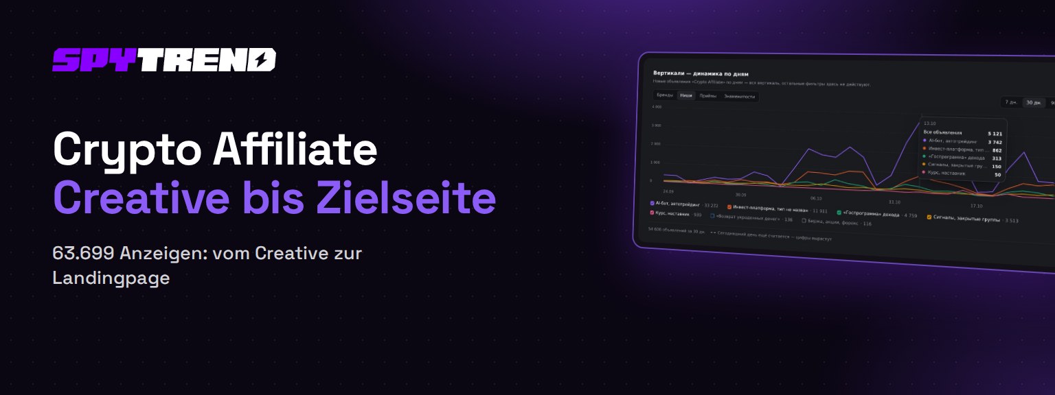 Crypto Affiliate: Krypto-Werbung auf Meta mit Spytrend analysieren