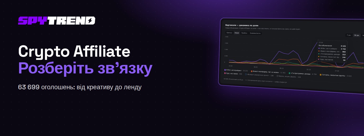 Crypto Affiliate: як аналізувати крипторекламу Meta у Spytrend