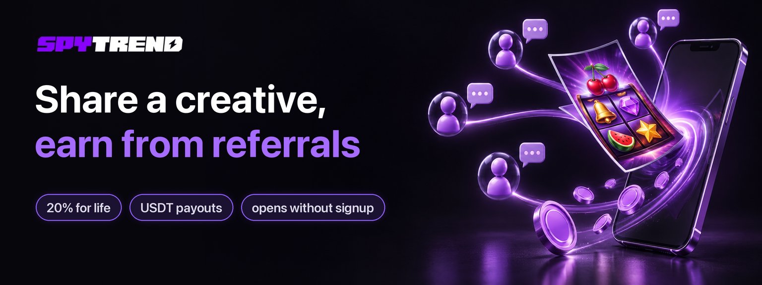 How to share creatives from Spytrend and earn 20% from referrals for life