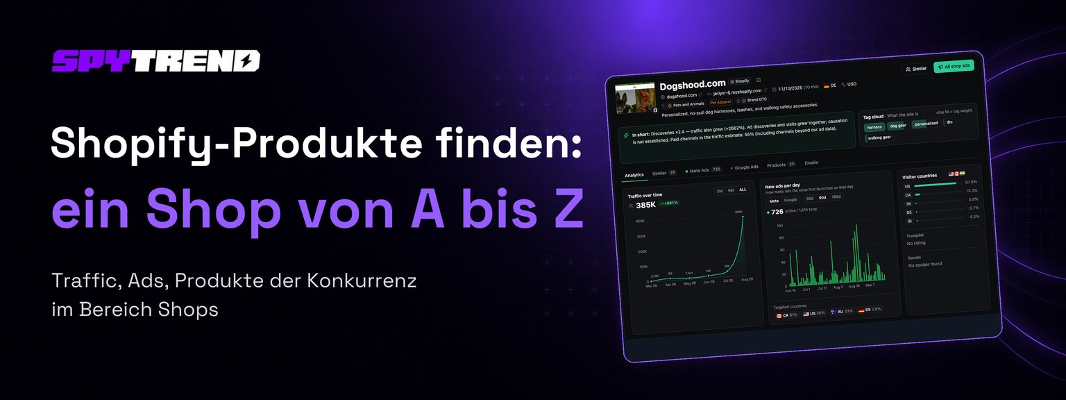 Shopify-Store-Spy: So findest du einen Store, der gerade skaliert, und seine Winning Products (Fallbeispiel dogshood.com)