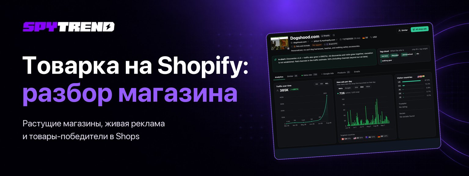 Шпион Shopify: как найти магазин, который растёт прямо сейчас, и его товары-победители (кейс dogshood.com)