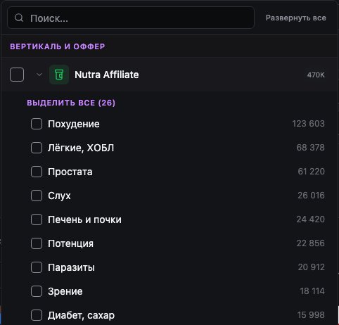 Nutra Affiliate в фильтре категорий: 26 ниш